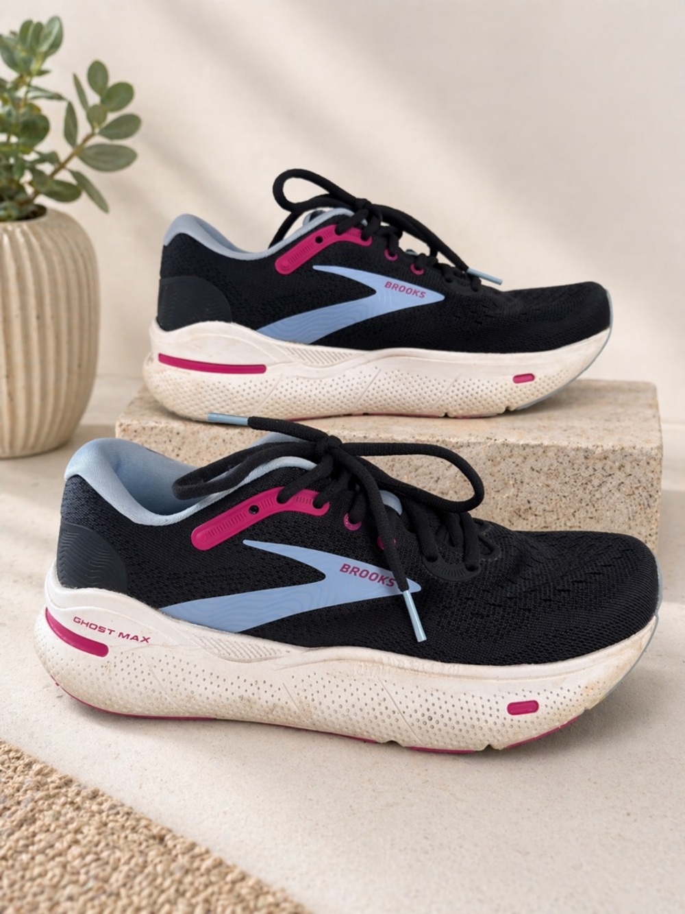 Brooks Women's Black Running Shoes with Pink & Light Blue Accents